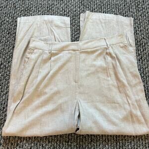 Blue Sol 1X Linen/Rayon Pants NWT Wide Leg Beige Boho Chic Minimalist Beach